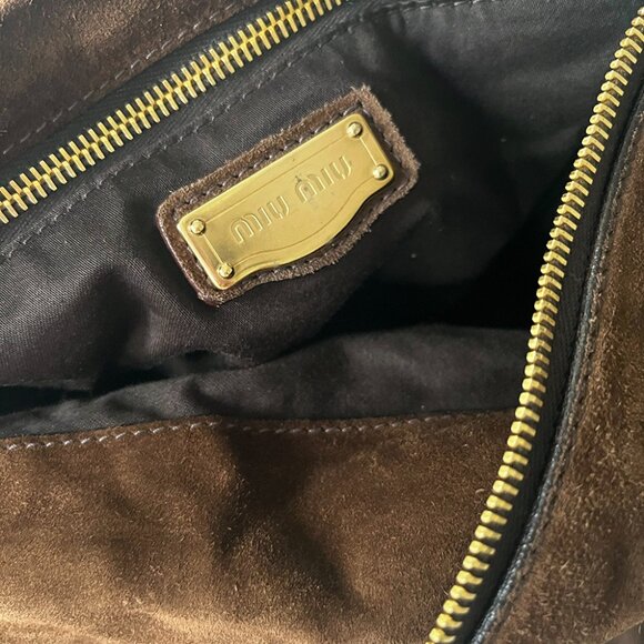 Miu Miu Brown Suede Bow Satchel Bag - Picture 6 of 8